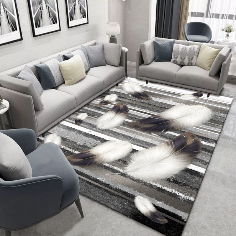 Blauw modern tapijten polyester bladeren indoor tapijt niet-slip achterste tapijt voor woonkamer