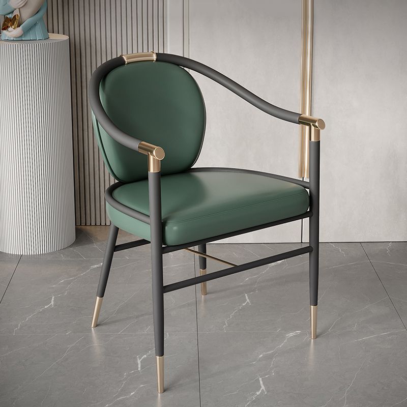 Dining Room Dining Arm Chair Faux Leather Upholstered Chair in Black Legs