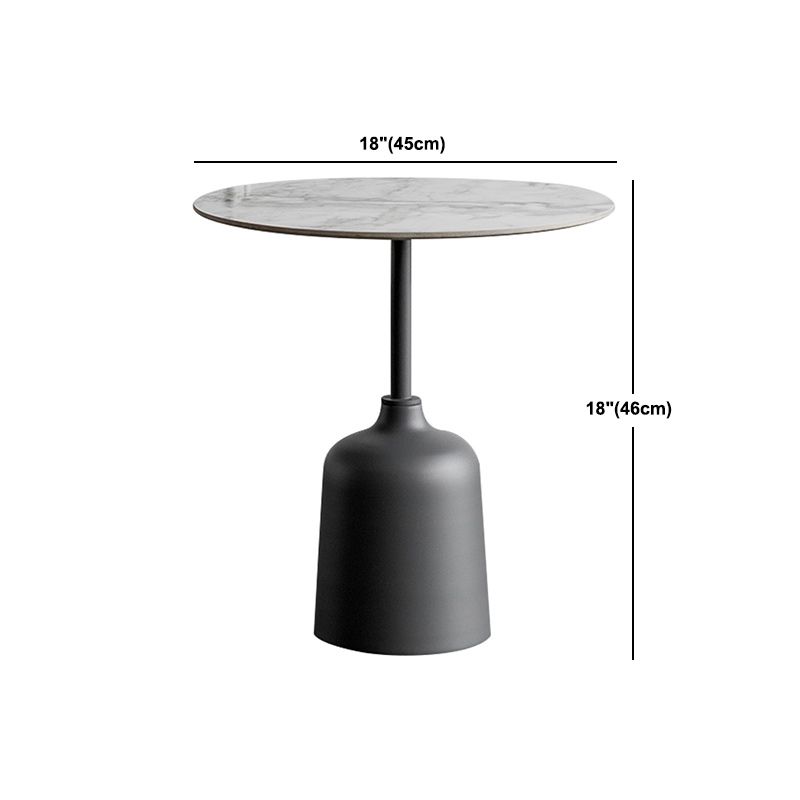 Modernistic Pedestal End Table Slate/Wood Top Round Corner Table