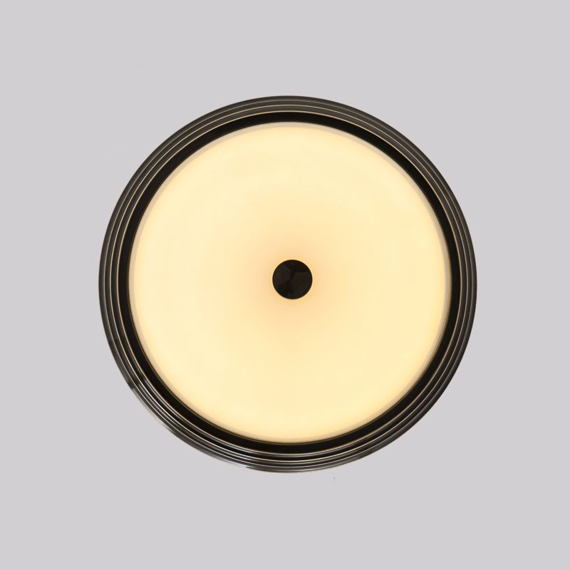Illuminazione da soffitto a LED in vetro opale circolare in stile country, colore nero, larghezza 14"/15"/19"