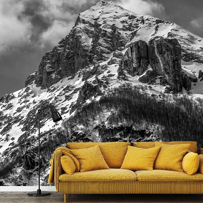 Snow Mountain Mural Modern Style Water Resistant Sitting Room Wall Covering
