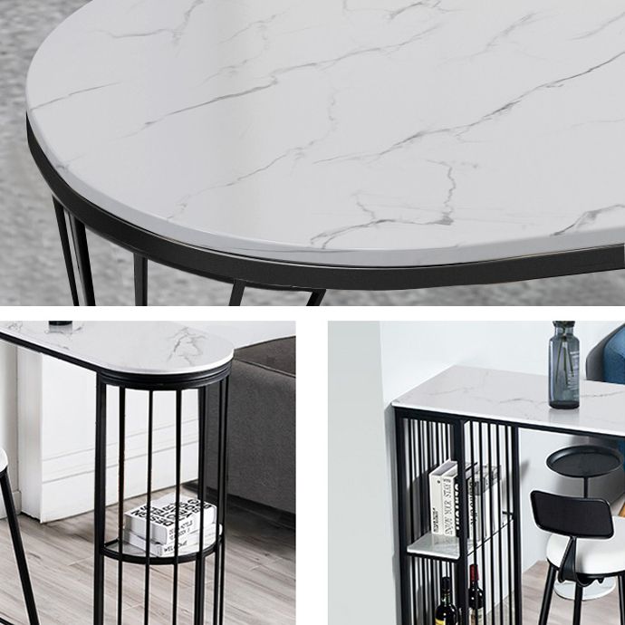 1/3 Pieces Modern Rectangle Sintered Stone Counter Table with High Stools