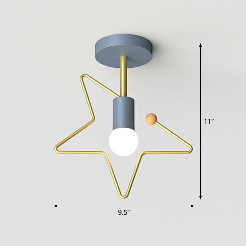 Lámpara de techo semi empotrada metálica geométrica, accesorio de iluminación de montaje empotrado para pasillo vintage de 1 luz