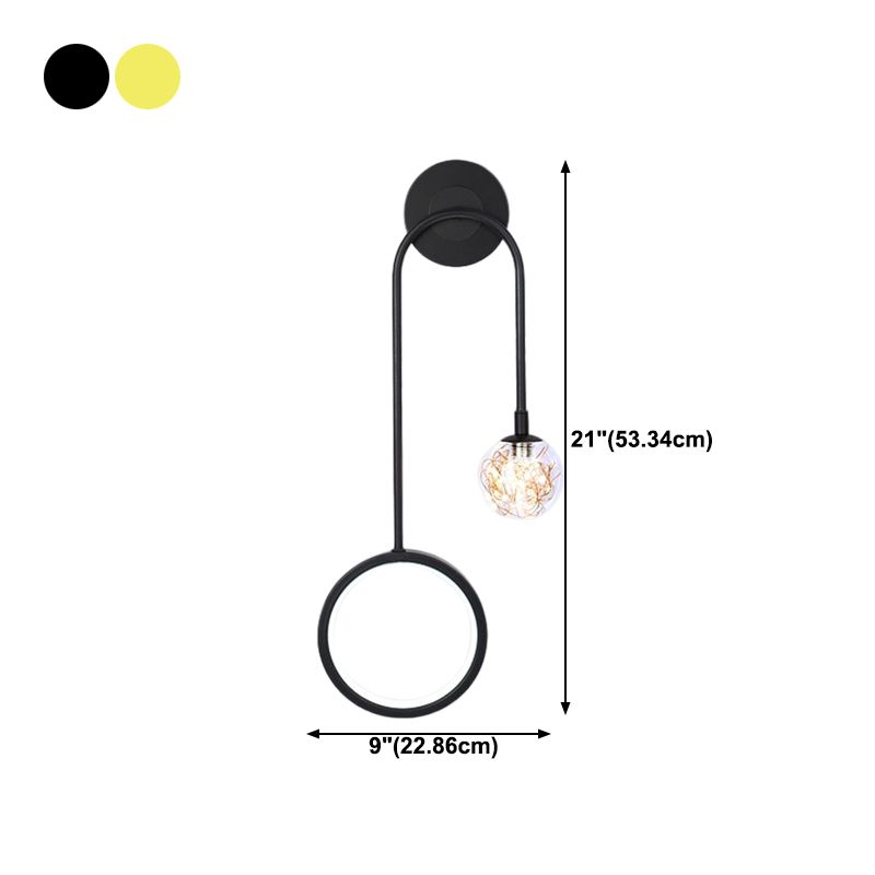 2-Light Round Wall Lighting Ideas Modern Style Metal Wall Mount Lamp
