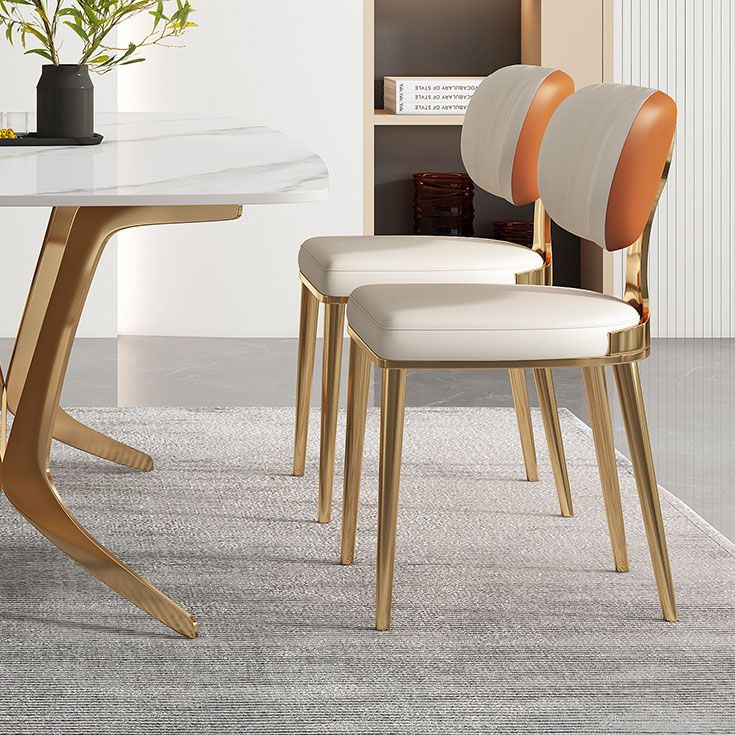 Glam Metal Dining Chairs Open Back Dining Side Furniture in Matte Finish