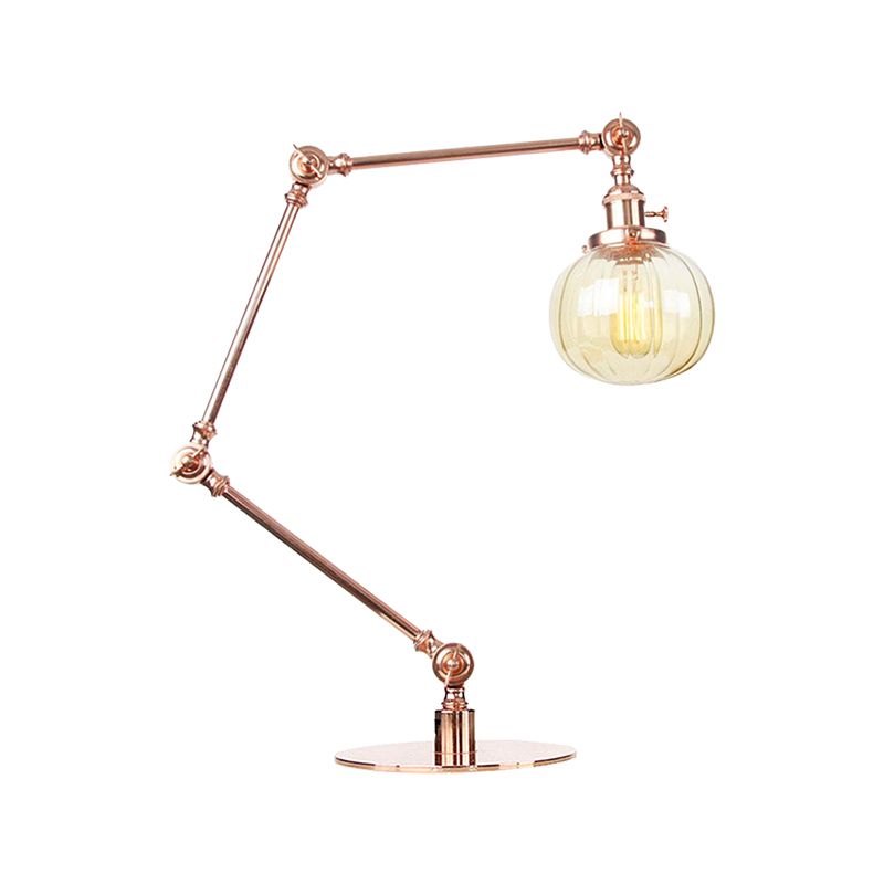 Éclairage de table globale en verre ambre / transparent vintage élégant 1 lampe de table finale noire / bronze claire pour chambre à coucher