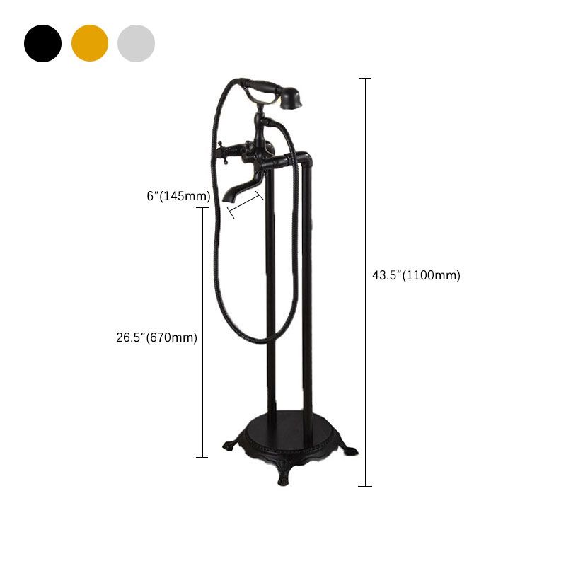 Floor Mounted Freestanding Tub Filler Modern Style Metal Freestanding Tub Filler