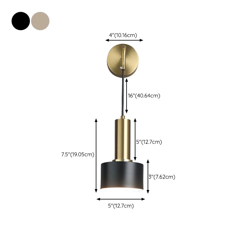 Cylinder Shape Metal Wall Lighting Modern Style 1 Light Wall Mounted Light