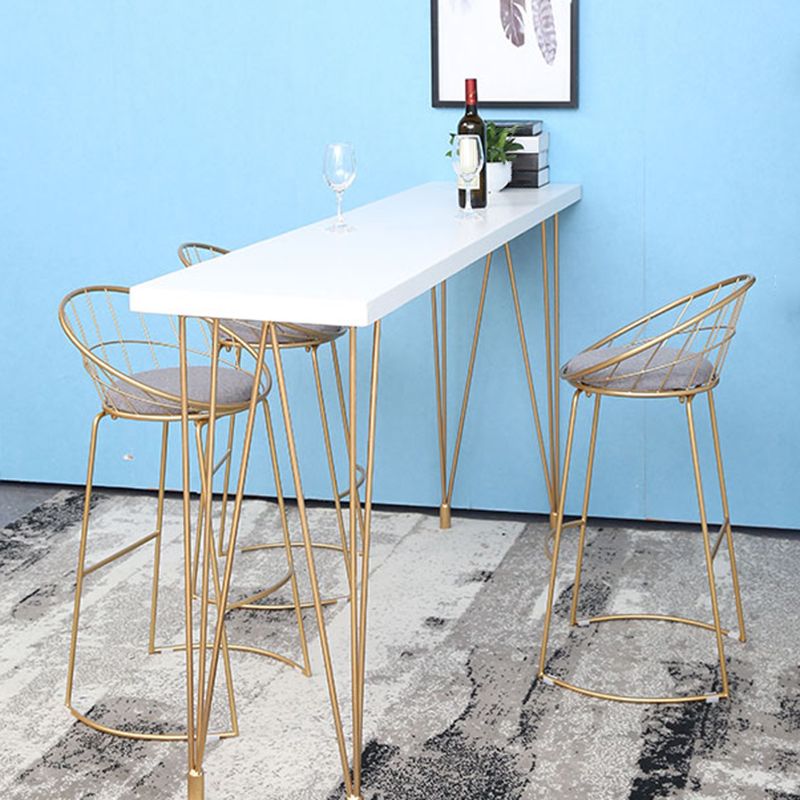 Glam Style Rectangle Bar Table White Colour Bar Dining Table with 4 Legs