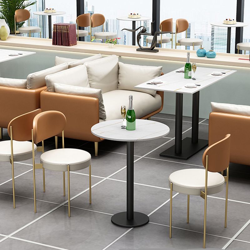 Glam Upholstered Dining Chairs Faux Leather Kitchen Chair with Metal Legs