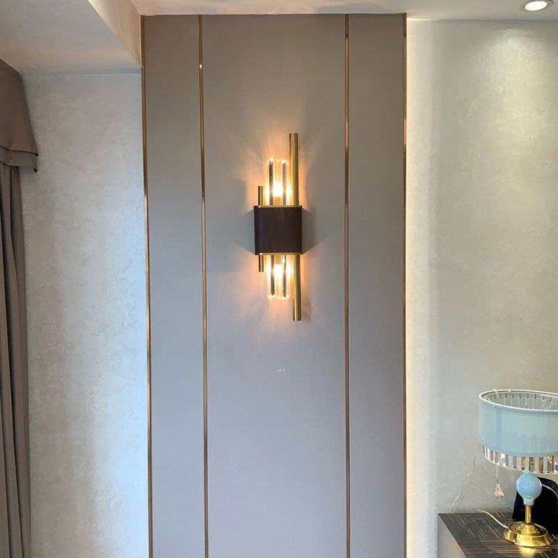 K9 Strip Crystal Wall Lightture Postmodern 2 tampons la lumière de la base du laiton noir pour le salon