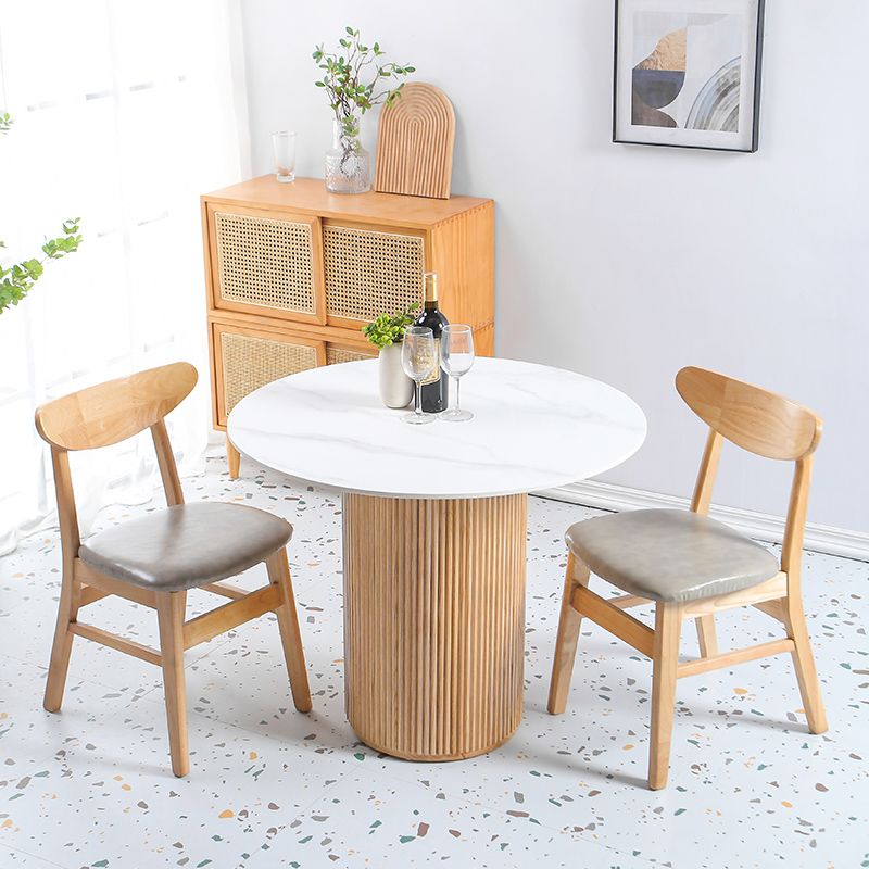 Table de salle à manger en bois massif de pin, table de pub ronde moderne avec pieds au fini naturel