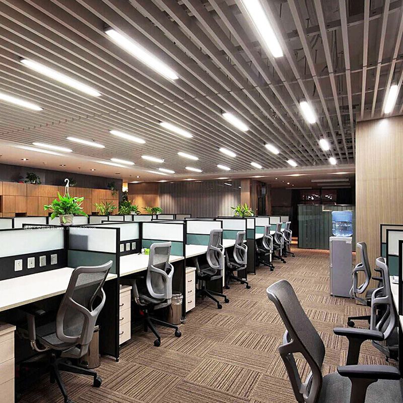 Plafonnier LED en forme de tige en aluminium, finition argentée moderne, luminaire de plafond pour le bureau