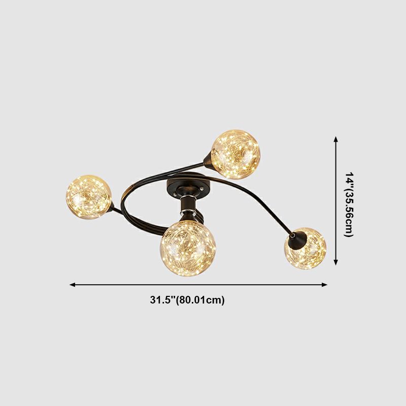 Globe contemporain Flush Lightture Glass Flush Mount Lamps en noir