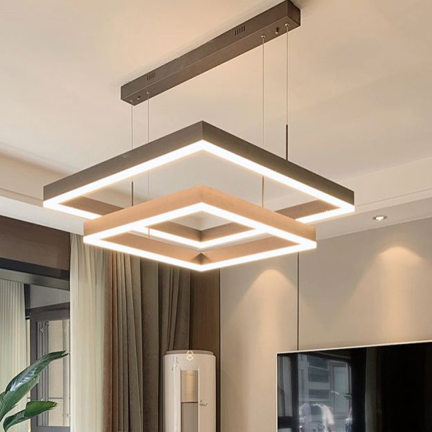 Candelera de araña de metal moderna Candelera cuadrada de múltiples capas en negro para sala de estar