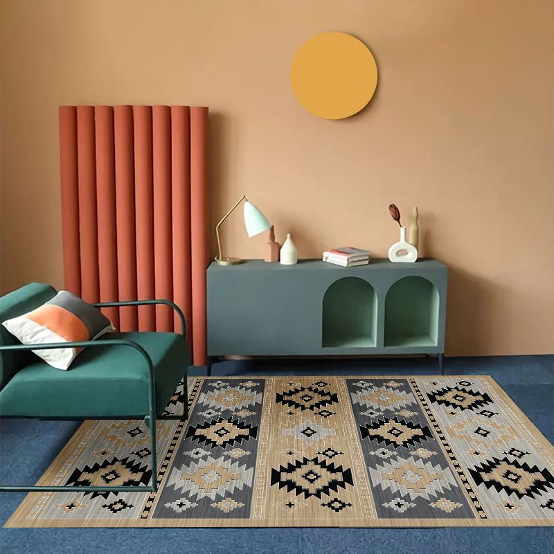 Orange Modern Rug Polyester Graphic Indoor Rug Non-Slip Backing Rug for Home Decor