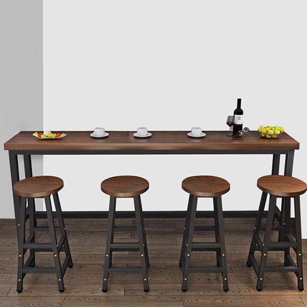 Modern Solid Wood Bar Dining Table Rectangle Bar Table in Brown