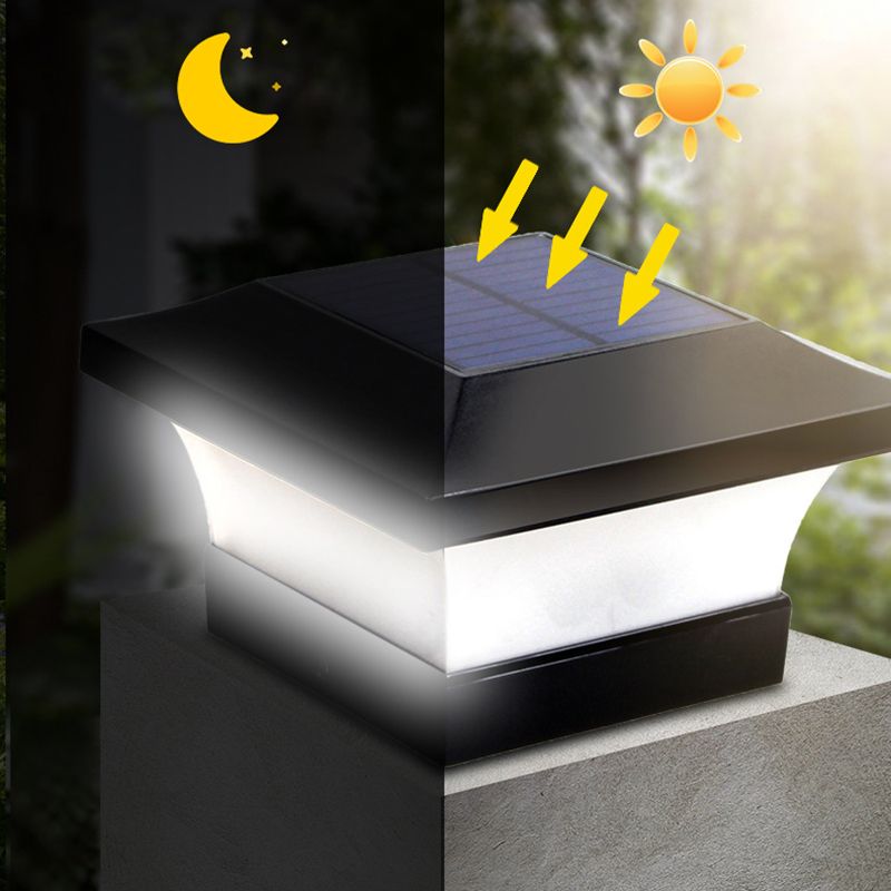 Black Contemporary Metal Pillar Lamp Square Shape Outdoor Waterproof Light