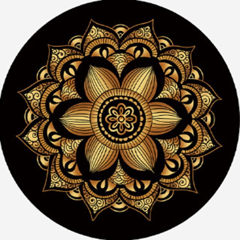 Gold Living Room Indoor Rug Modern Medallion Carpet Polyester Rug Non-Split Carpet