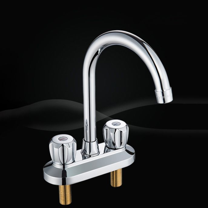 Modern Style Bathroom Faucet Double Handles Faucet Swivel Spout Faucet