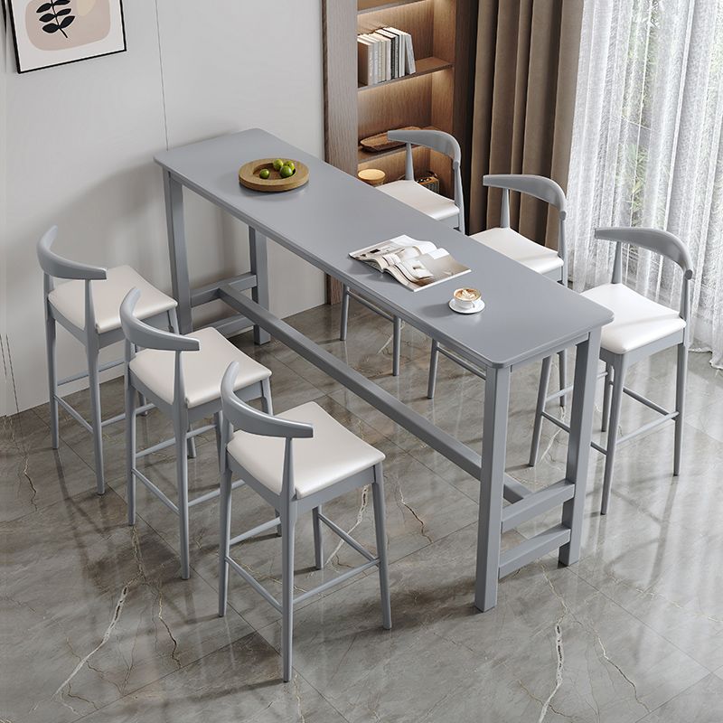 Contemporary Indoor Bar Dining Table Rectangle Wood Bar Stool Table