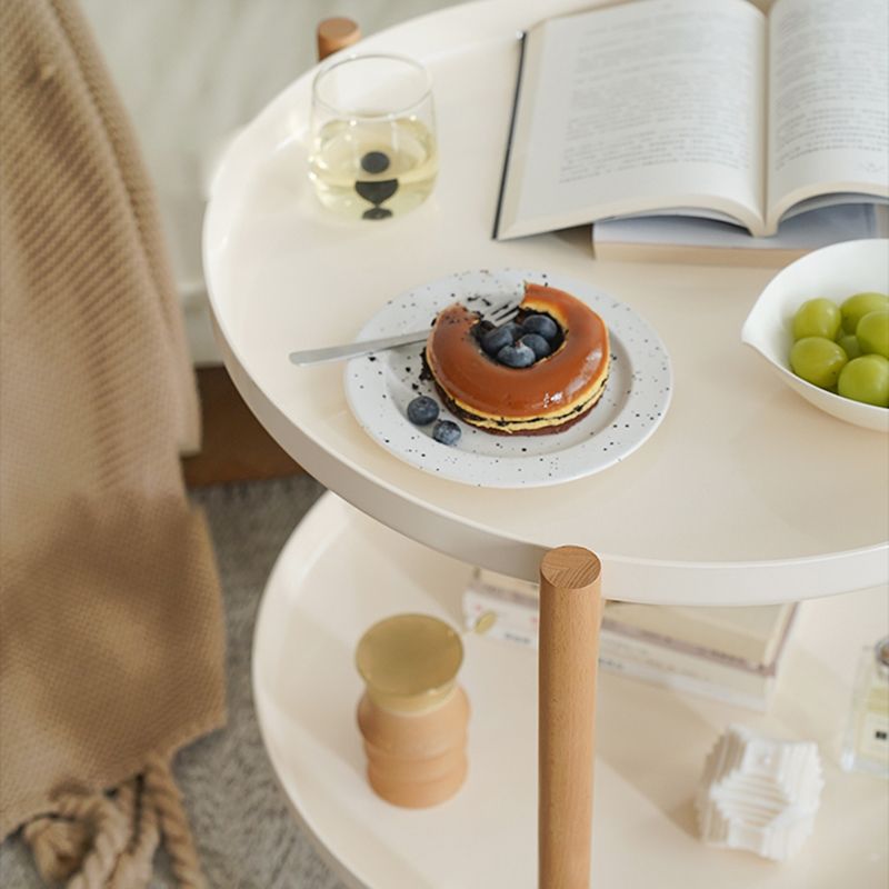 Dia 22.2" Round Side Table Modern Tray Top End Table with Casters