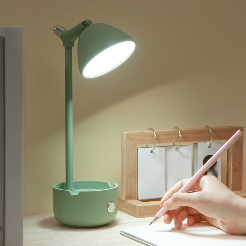 Plastic Bowl Shade Study Lamp Macaron Style Adjustable LED Night Table Light