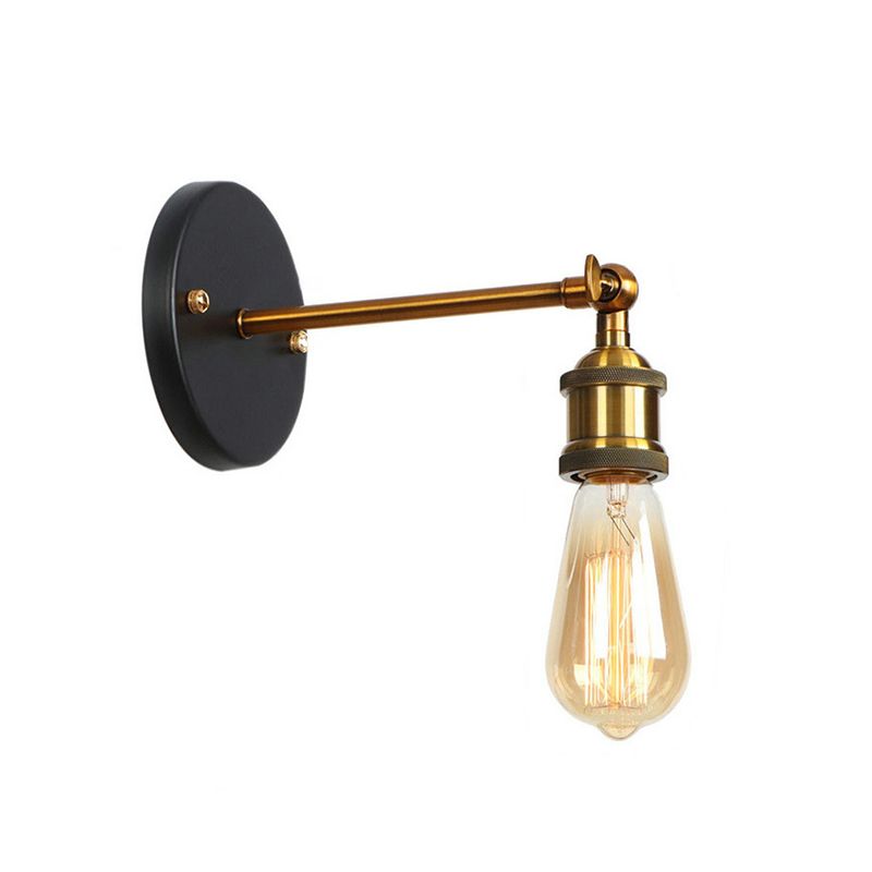 Retro Style Geometric Wall Light Metal Shade Black Wall Sconce for Restaurant