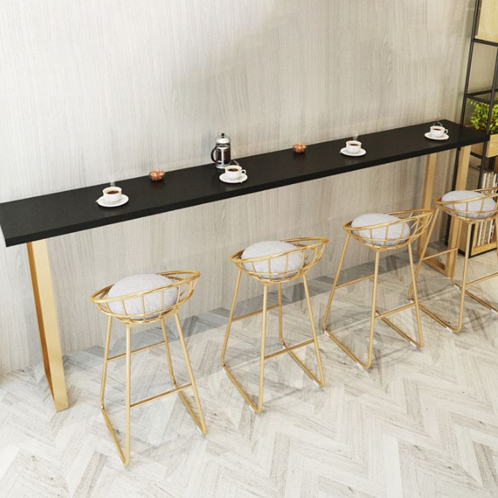 Black Glam Style Bar Table Rectangular Metal Bar Table with Gold Base