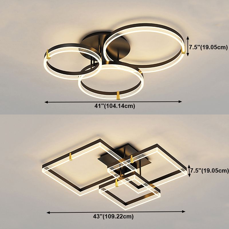 Luz de lámpara geométrica contemporánea de metal 3 iluminación de flushmount en negro