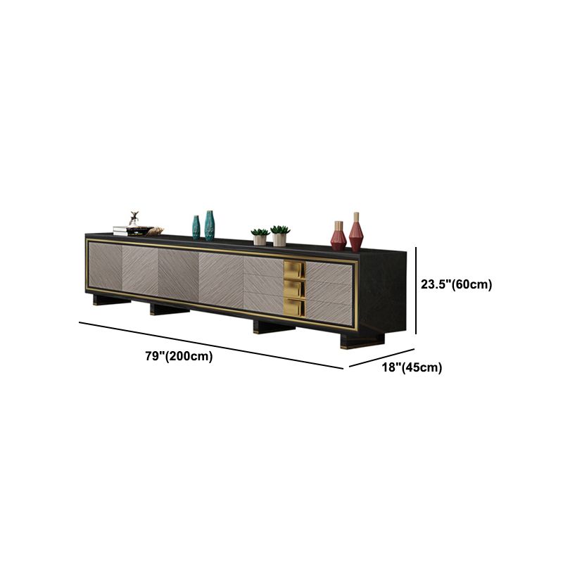 Luxury Black Enclosed TV Storage Home Rectangle Glass TV Cabinet