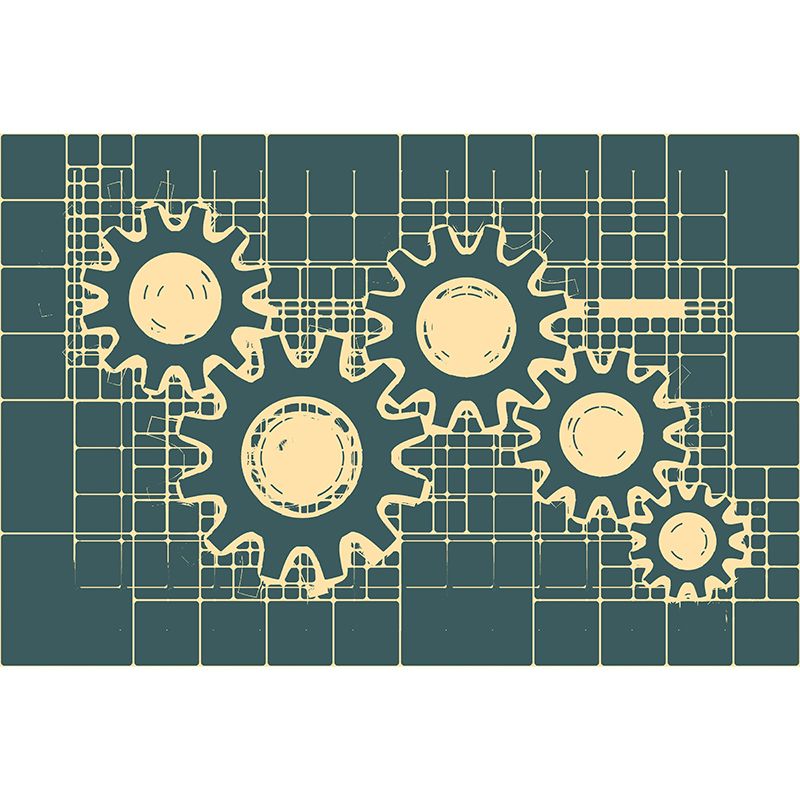 Modern Style Mural Wallpaper Metal Gear Illustration Indoor Wall Mural