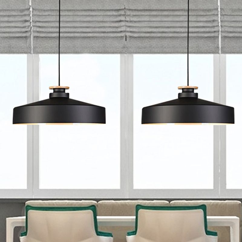 1 Head Barn/Cylinder/Tapered Pendant Light Modern Style Black/White Finish Metal Hanging Ceiling Light with Adjustable Cord