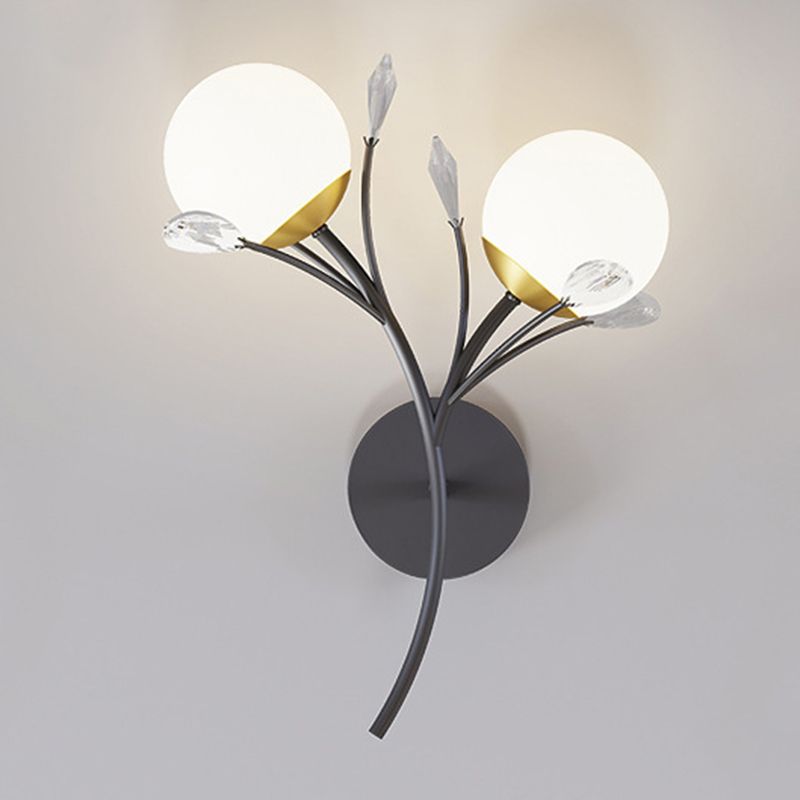 Contemporary Black Lighting Globe Glass Shaded Wall Light for Home