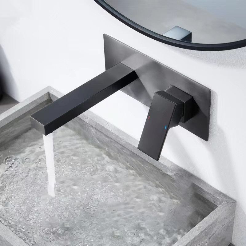 Wall Mounted Sink Faucet Single Lever Handle 2 Holes Bathroom Sink Faucet
