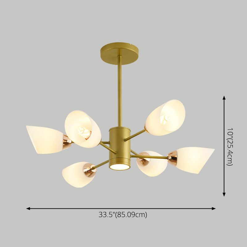 Modern Starburst Hanging Chandelier Light White Glass Shade Ceiling Chandelier for Living Room