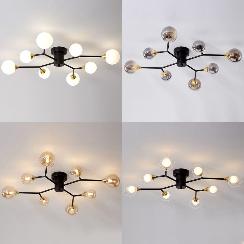 Nordic Modern Minimalist Glass Flush Mount Lamp with Glass Shade for Sitting Room