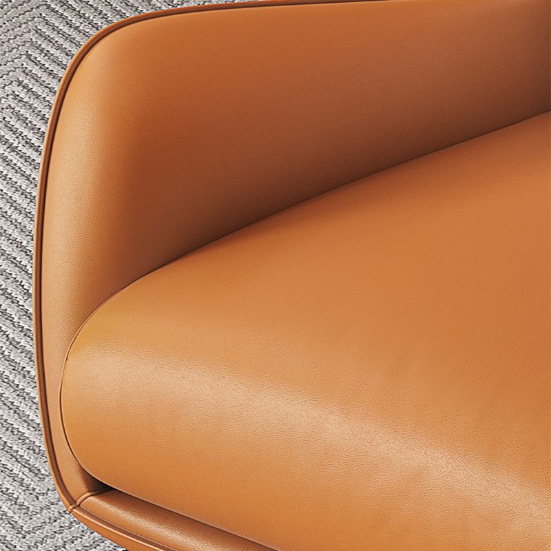 Mid-Century Modern Wingback Chair Orange Bonded Leather Wingback Chair
