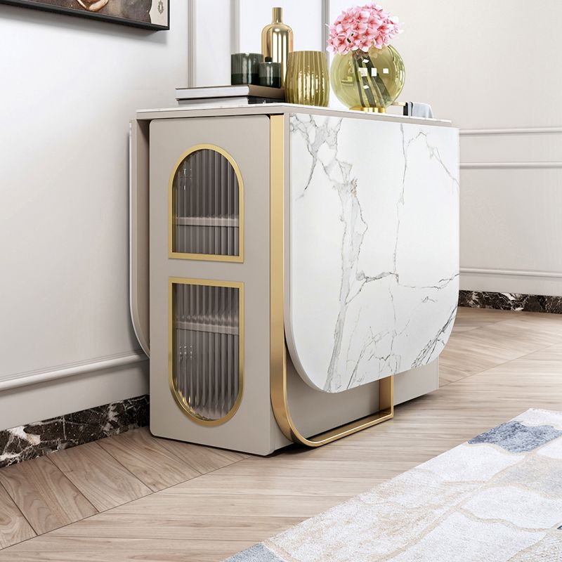 Moderna 1/2/3/5 Piezas Mesa de comedor blanca con juego de comedor plegable de piedra sinterizada