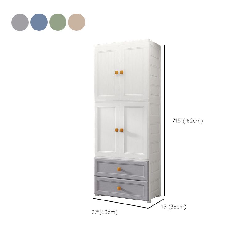 Bedroom Plastic Cabinet with Hinged Doors Matte Finish Modern Storage Cabinet