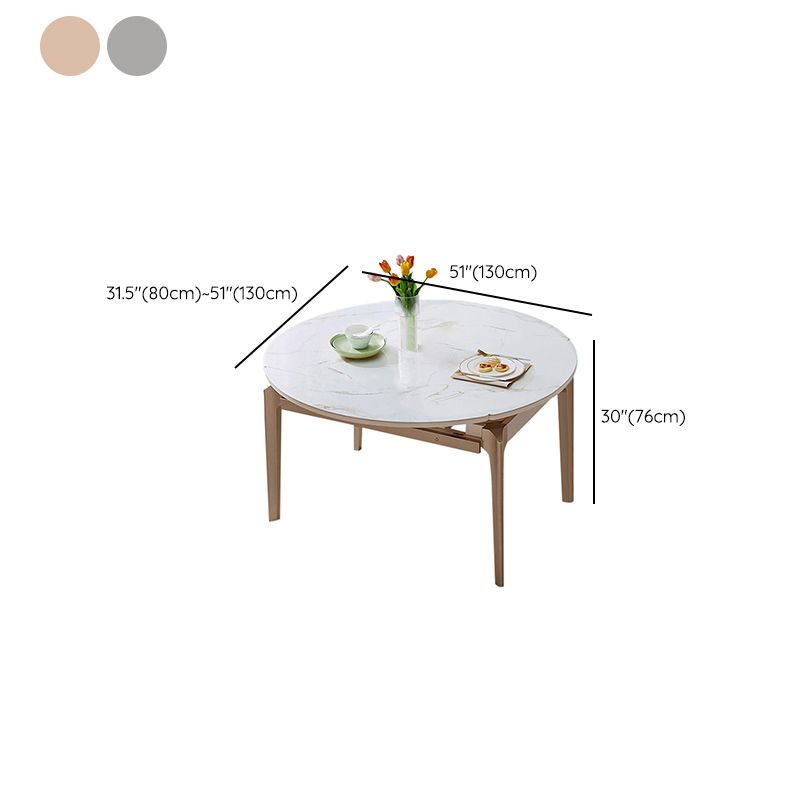 Extendable Round Dining Table Solid Wood 4 Legs  Dining Table for Dining Room