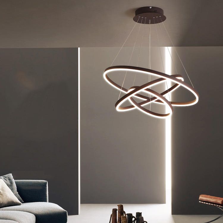 Modern Circle Shape Chandelier Lights Metal Chandelier Lighting Fixtures in Brown