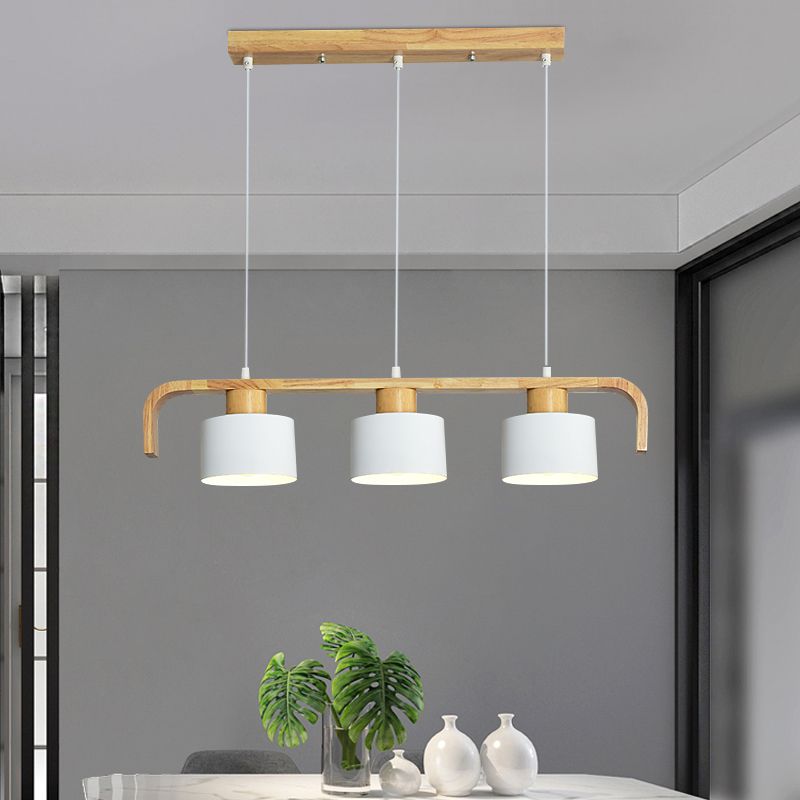 Metal Drum Shade Island Light 3/4 Heads Nordic Simple Chandelier Light for Dining Room Kitchen
