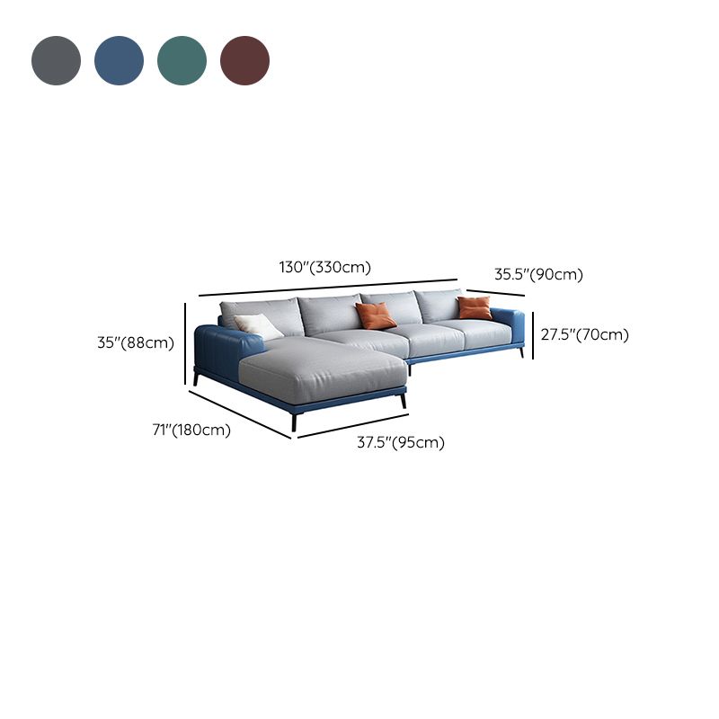 Square Arm Loose Back Sectional with Chaise Faux Leather 4-seater Sectional