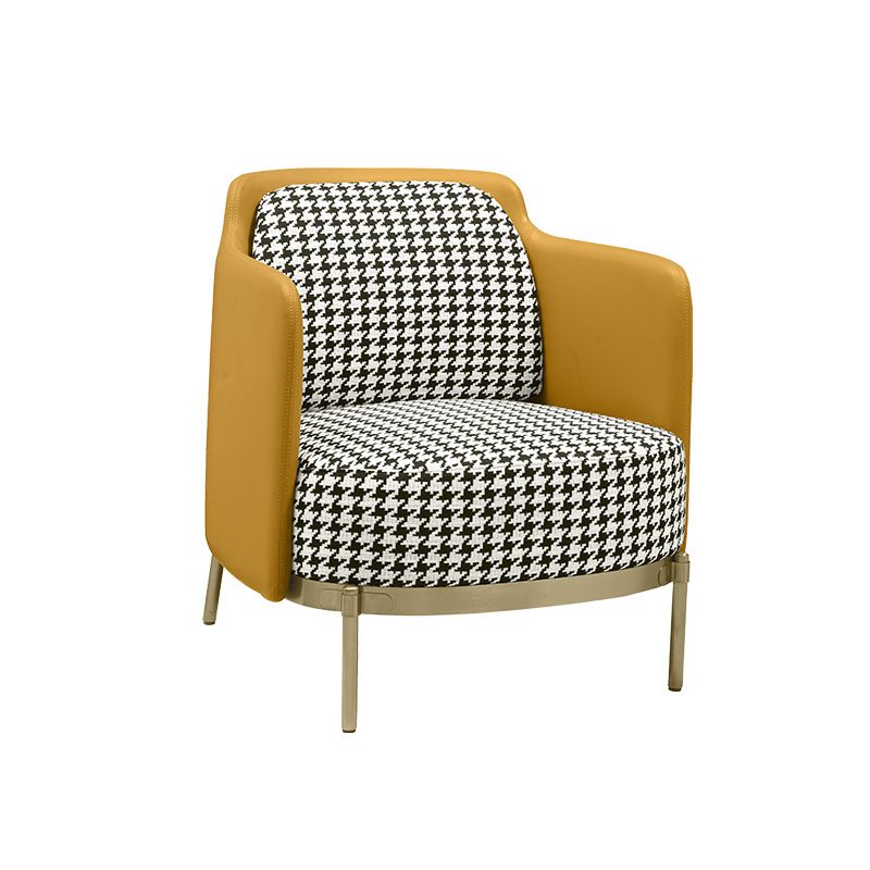 24.40" Wide Chair Linen Metal Frame Chair with Basic Four Leg for Living Room