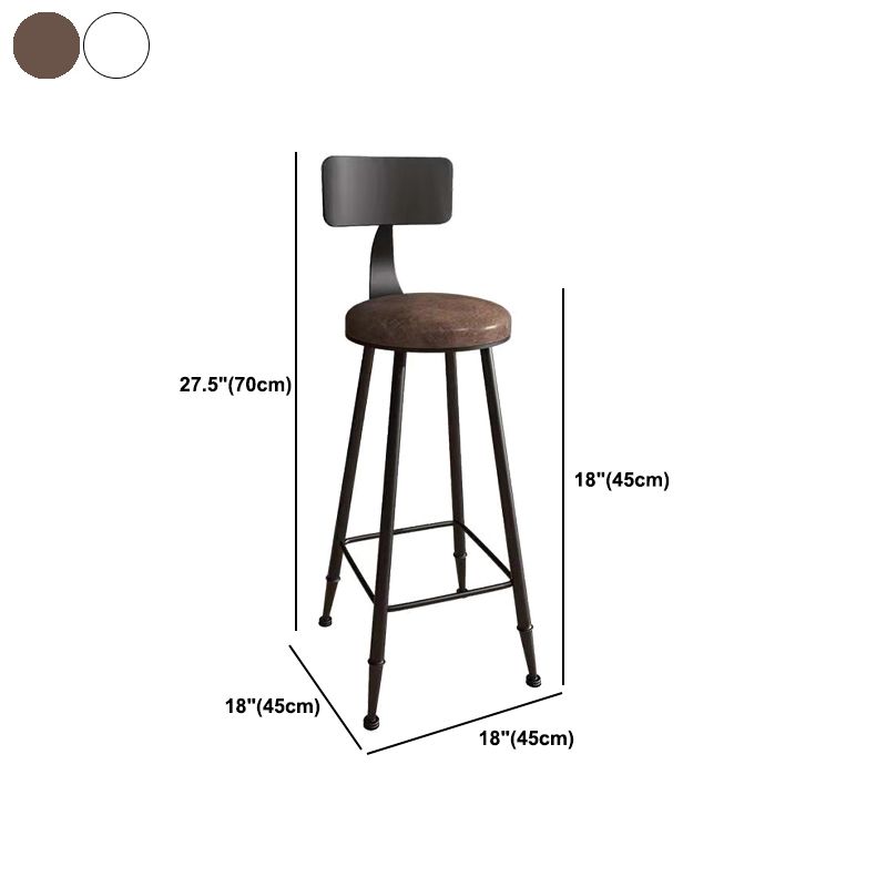 Industrial Armless Backrest Counter Stool Iron Bar Stool with Seat and Pedal