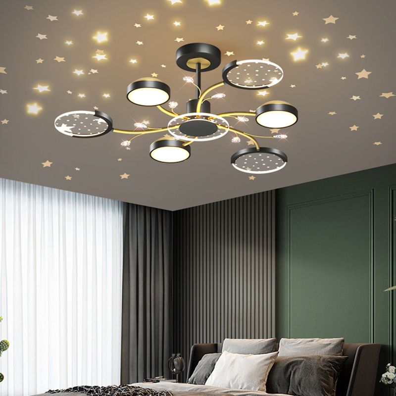 Modern Geometry Shade Metal Chandelier Lights Chandelier Lighting Fixtures in Black