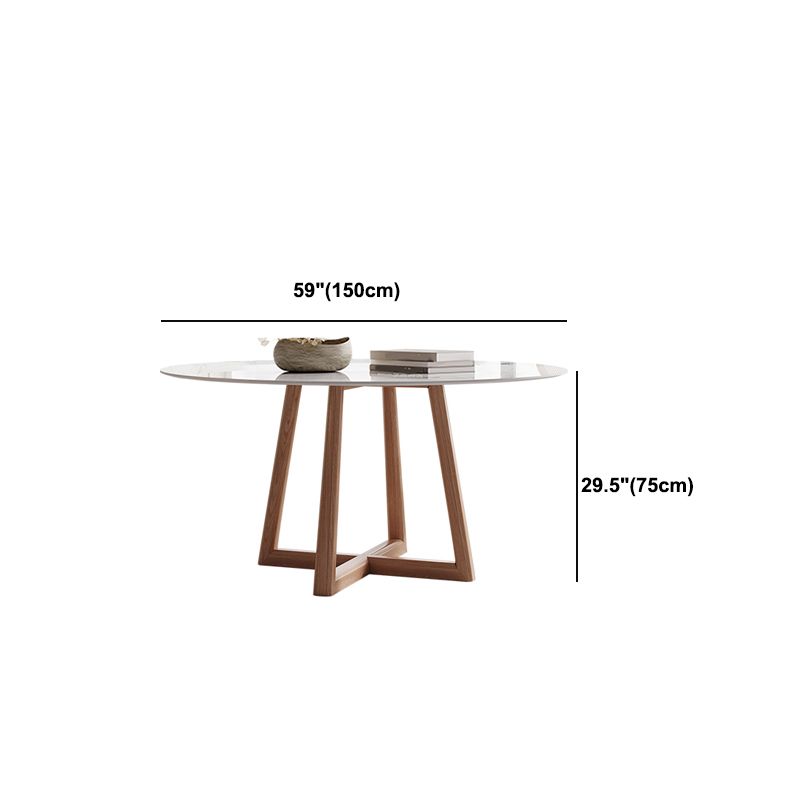 Round Dining Table Modern Stone Top Dining Table with Wood Base