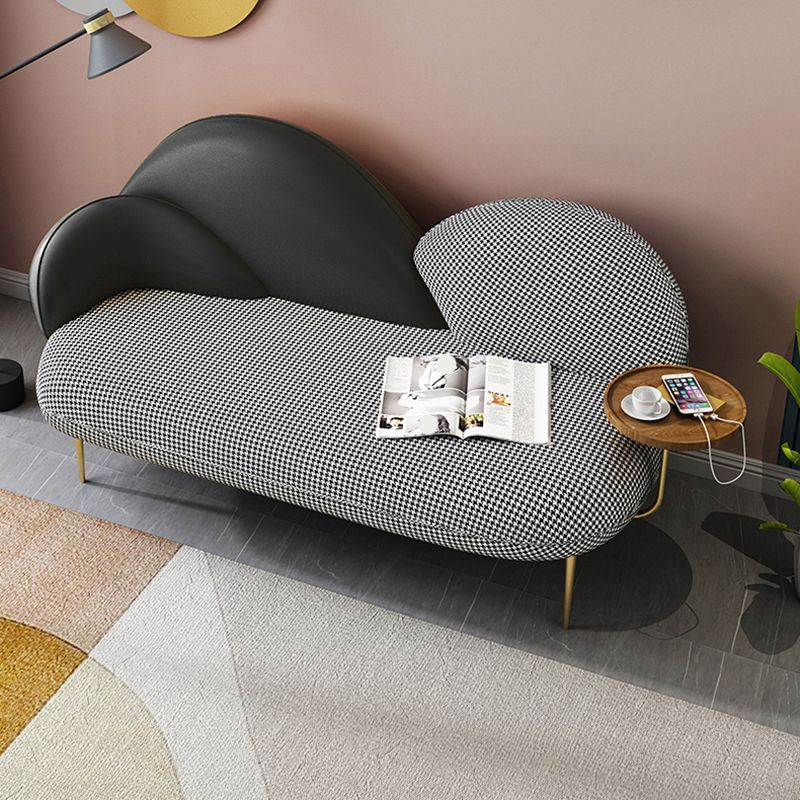 Contemporary Curved Sofa Moon Shape Sloped Arm Sofa with Storage Tray for Living Room