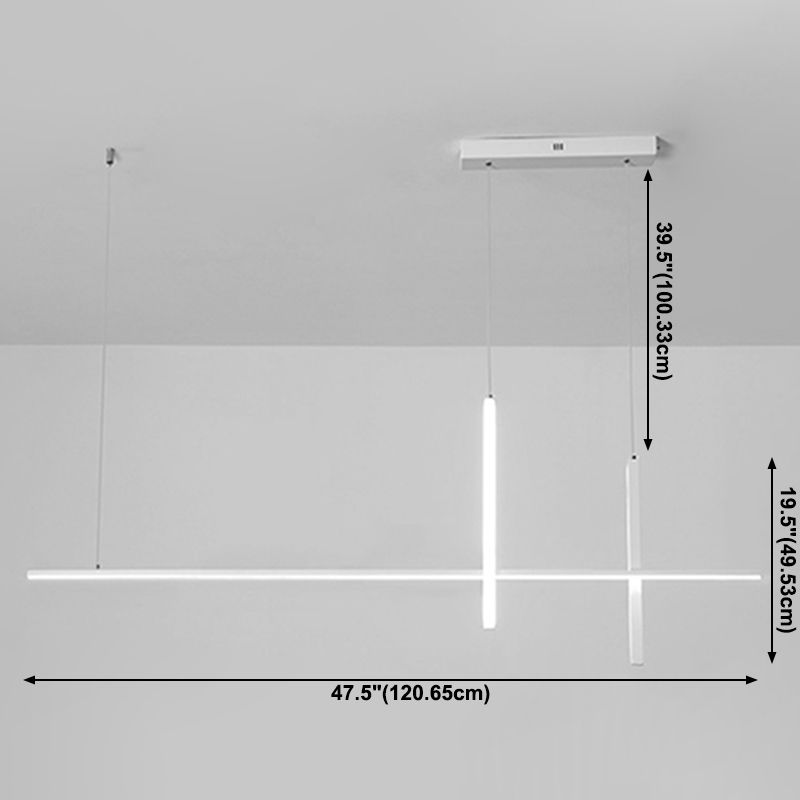 Luci d'isola lineare Luce a soffitto dell'isola metallica contemporanea in finitura bianca